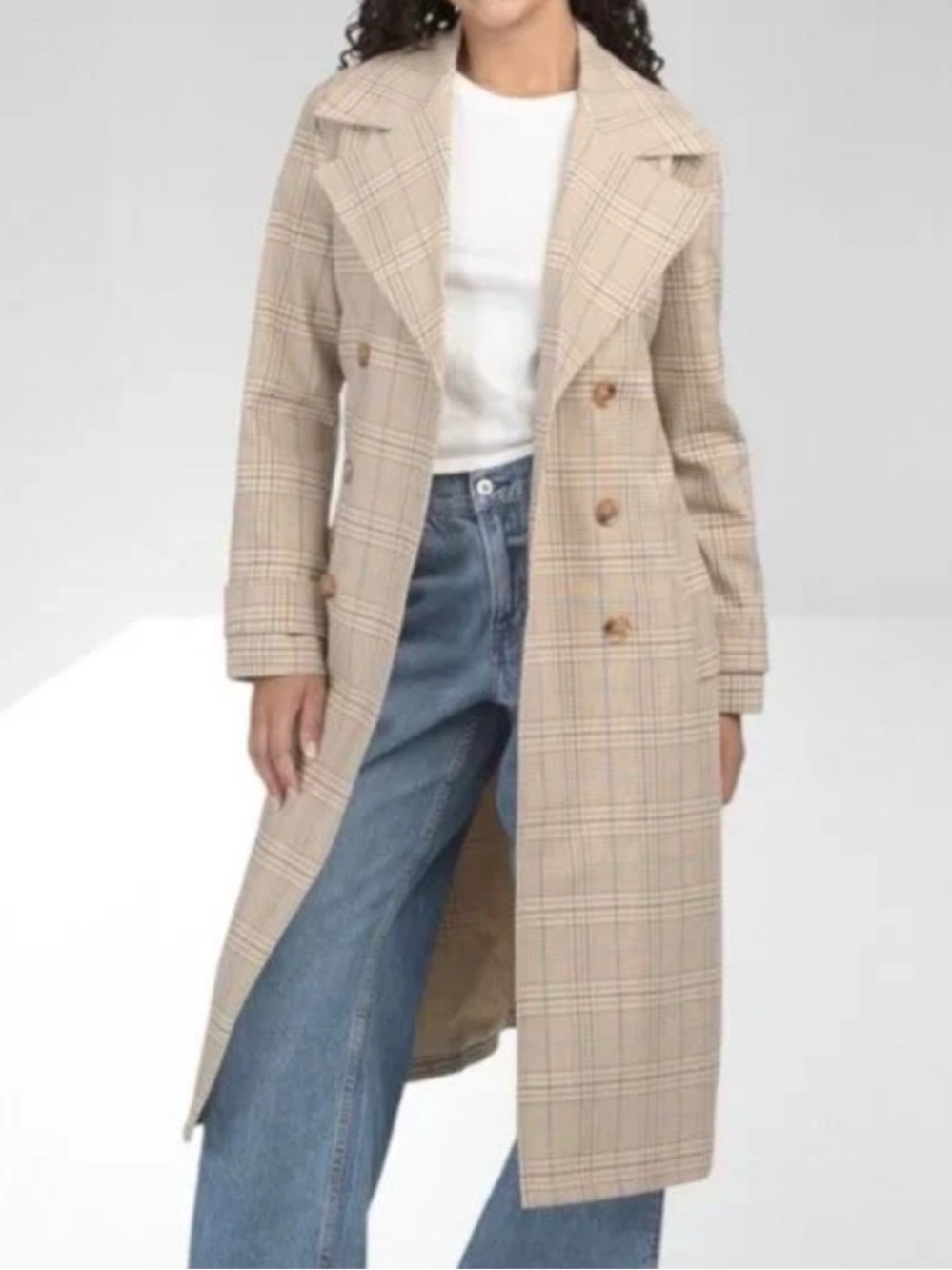 Bagatelle Collection Heritage Plaid Relaxed Duster Trench Coat XL